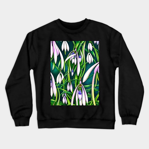 Winter Snow Drop Flowers Crewneck Sweatshirt by LyndiiLoubie